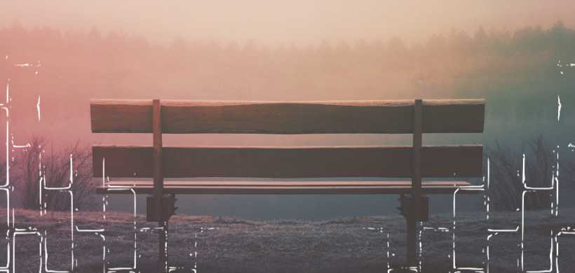 un asiento de madera mirando al horizonte